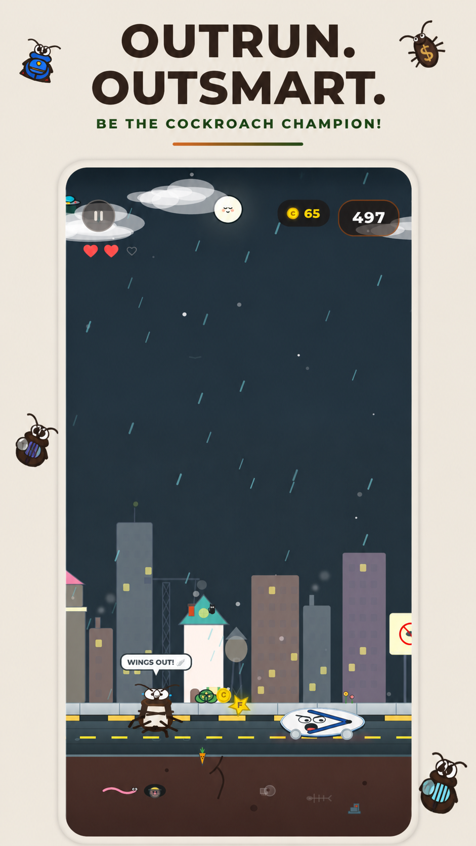 Outrun alien abductions and surveillance drones in the dark