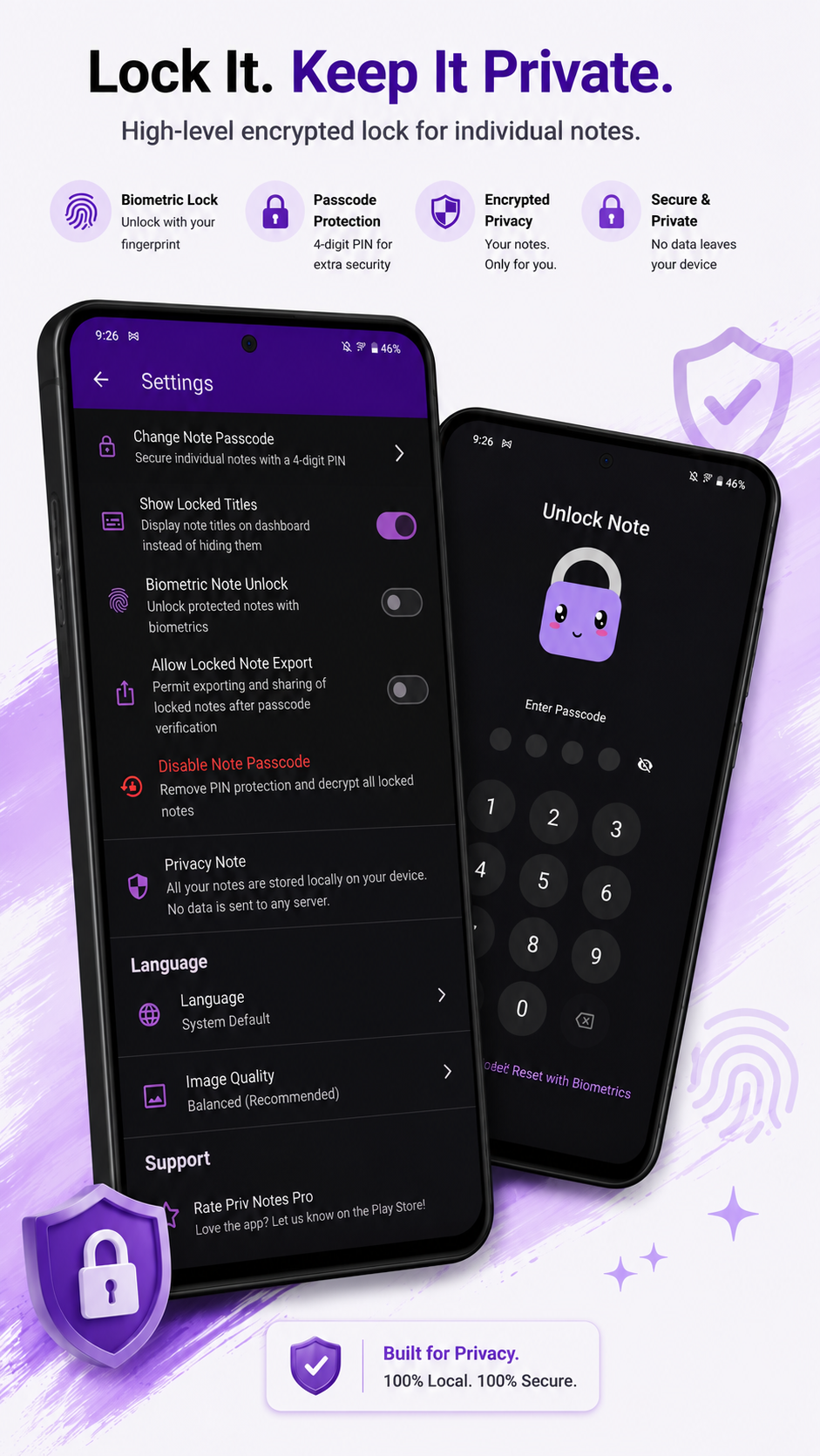 Security Settings & PIN Unlock