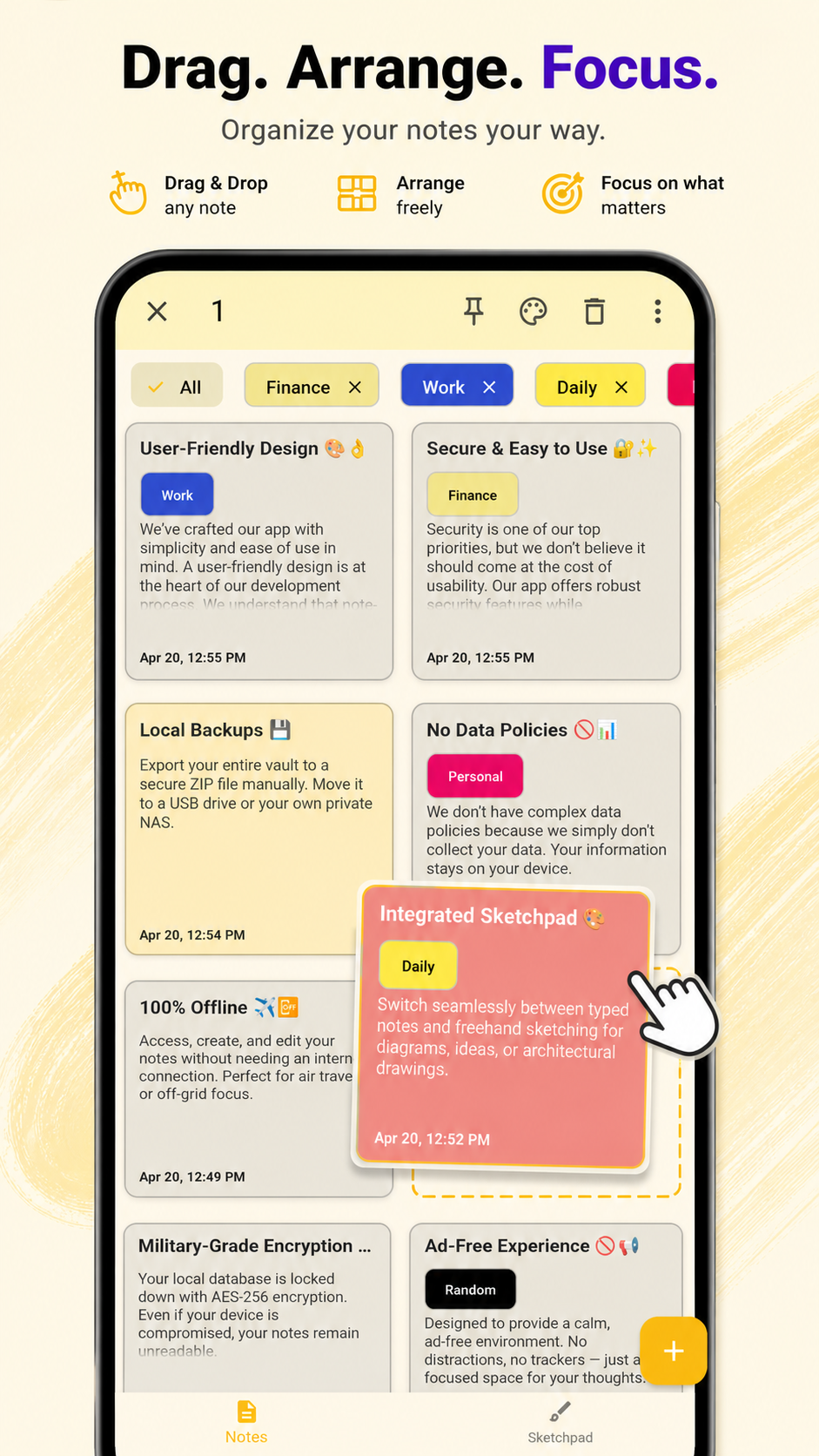 Note Dashboard Masonry Layout